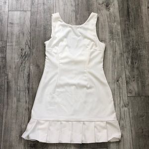 White frill bottom bow back dress